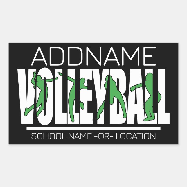 Volleyball Team Player ADD NAME School Top Athlete Rectangular Sticker (Front)
