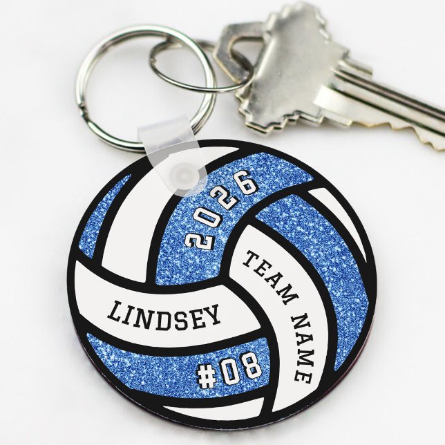 Volleyball Team Player Blue Glitter Key Ring (Volleyball Team Player Blue Glitter Keychain
)