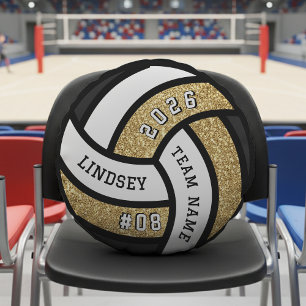 Volleyball Team Player Gold Glitter Round Cushion