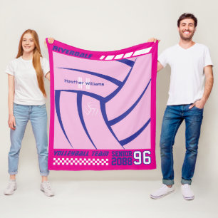 Volleyball Team Senior Night Gift Futuristic Y2K Fleece Blanket
