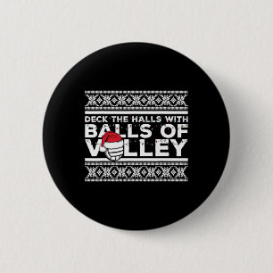 Volleyball Team Ugly Sweater Christmas Lights Sant 6 Cm Round Badge