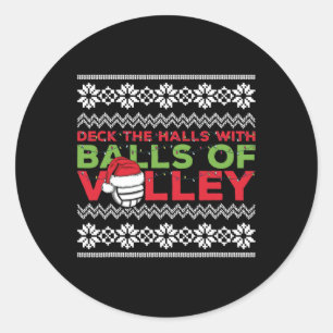 Volleyball Team Ugly Sweater Christmas Lights Sant Classic Round Sticker
