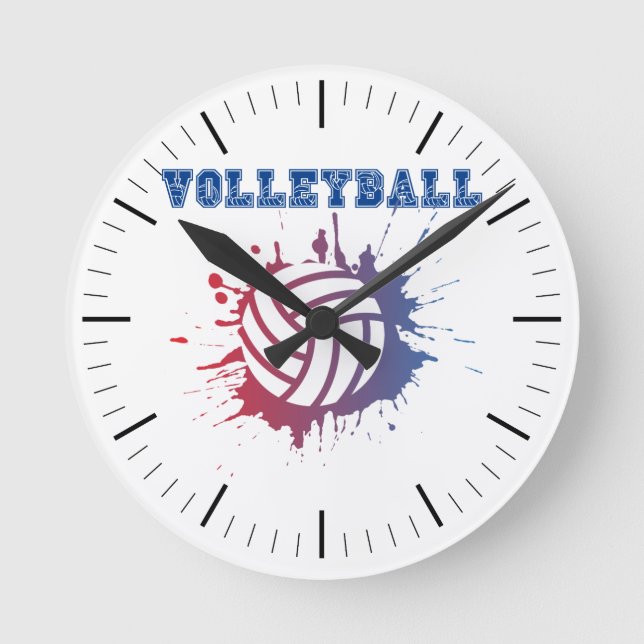 Volleyball Themed 20.3 cm Round Acrylic Wall Clock (Front)