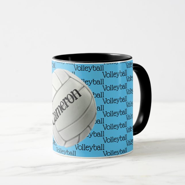 Volleyball Tiled Text Design Coffee Mug (Front Right)