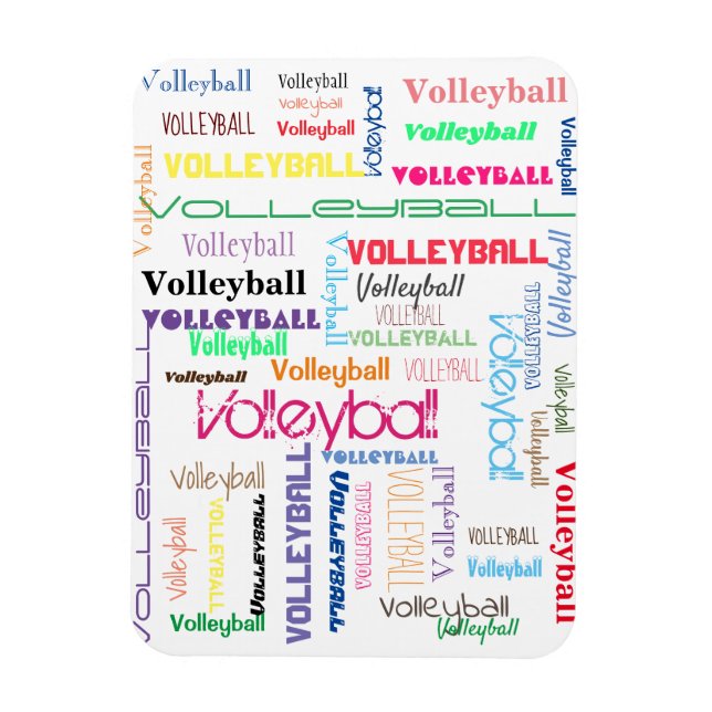 Volleyball Typography Flexible Photo Magnet (Vertical)