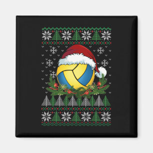 Volleyball Ugly Christmas Santa Hat Family Pyjamas Magnet
