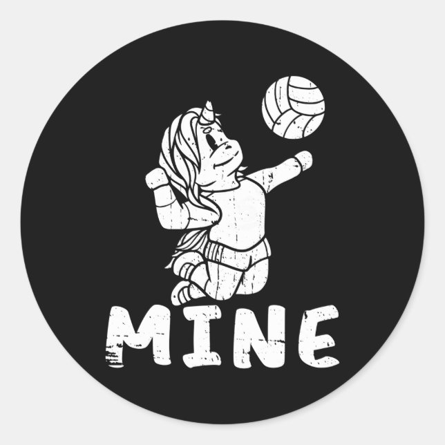 Volleyball Unicorn Beach Vball Mine Classic Round Sticker (Front)