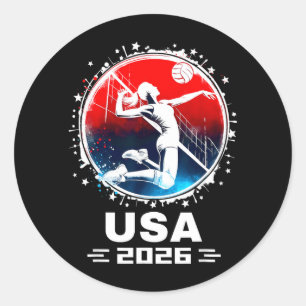 Volleyball USA Women Volleyball Classic Round Sticker
