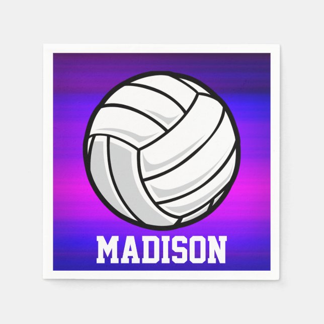 Volleyball; Vibrant Violet Blue and Magenta Napkin (Front)