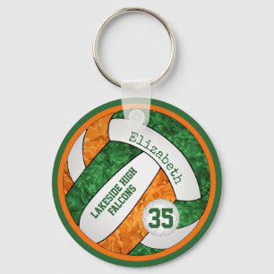 volleyball w orange green team colours name girls key ring