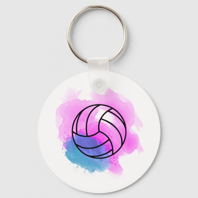 Volleyball Watercolor Key Ring (Front)