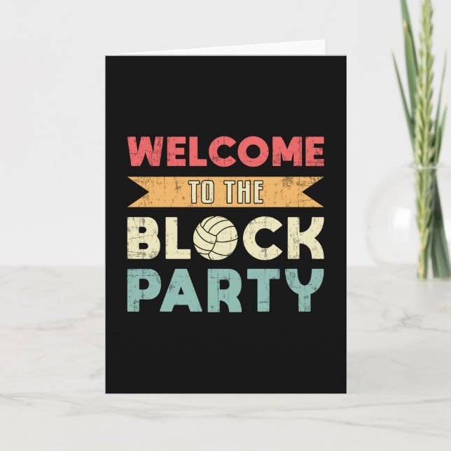 Volleyball Welcome To The Block Party Beach Ball Card (Front)
