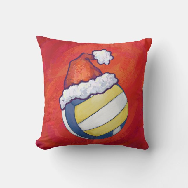 Volleyball with Christmas Hat Cushion (Front)