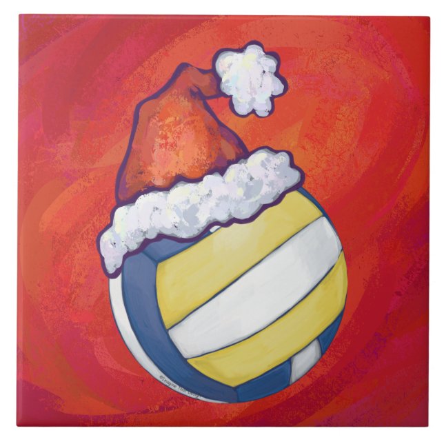Volleyball with Christmas Hat Tile (Front)