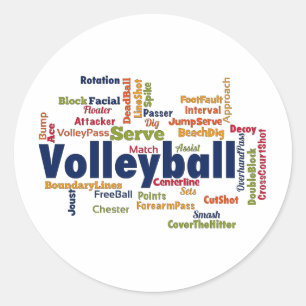 Volleyball Word Cloud Classic Round Sticker