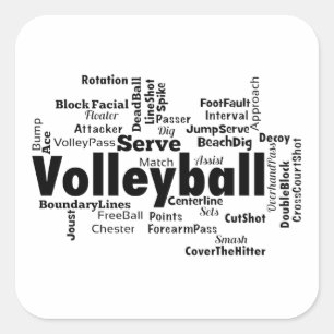 Volleyball Word Cloud Square Sticker