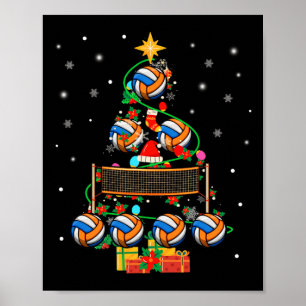 Volleyball X-mas Tree Lights Volleyball Player Lov Poster