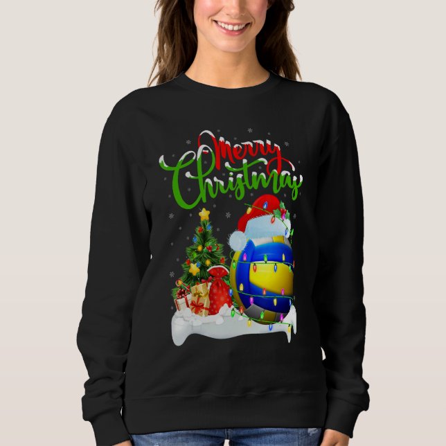 Volleyball   Xmas Decorations Santa Volleyball Chr Sweatshirt (Front)