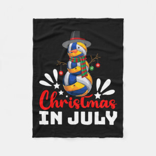 Volleyball Xmas Funny Volleyball Snowman Christmas Fleece Blanket
