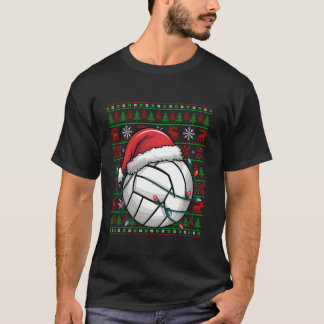 Volleyball Xmas Lights Ugly Santa Hat Volleyball C T-Shirt