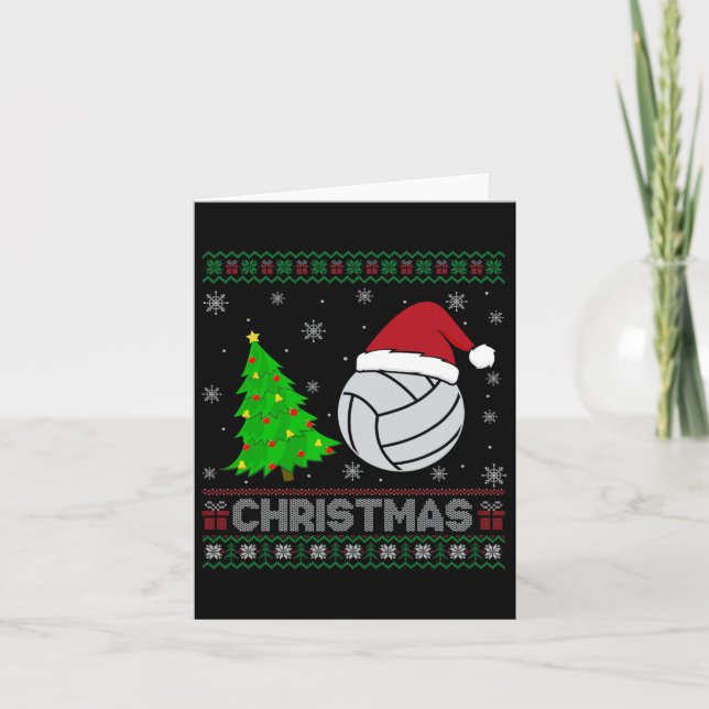 Volleyball Xmas Tree Lighting Ugly Christmas Sweat Card (Front)