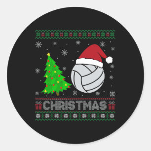 Volleyball Xmas Tree Lighting Ugly Christmas Sweat Classic Round Sticker