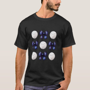 Volleyballs & Blue Bows Club Girls Volleyball Team T-Shirt