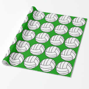 Volleyballs on Green Wrapping Paper