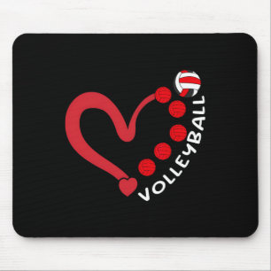 Volleybyll Valentine Day Heart Volleyll Lovers Wom Mouse Pad