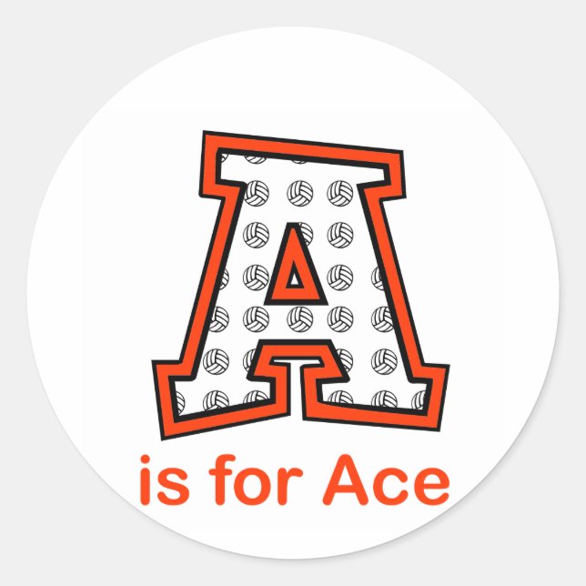 VolleyChick A is for Ace Classic Round Sticker (Front)