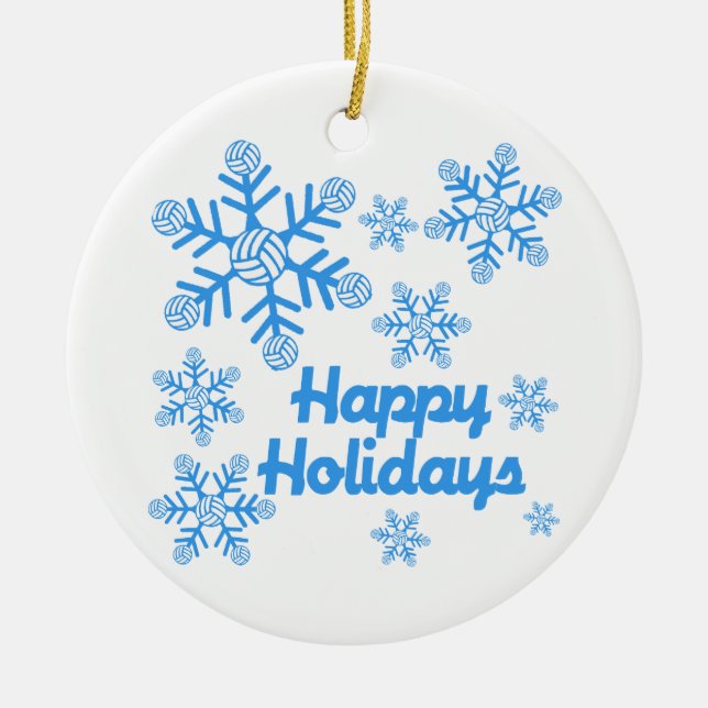 VolleyChick Happy Holidays Snowflake Ceramic Tree Decoration (Front)