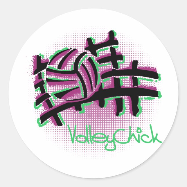 VolleyChick Netzo Classic Round Sticker (Front)