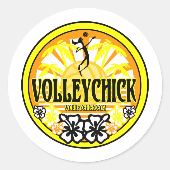 VolleyChickSunshine Classic Round Sticker (Front)