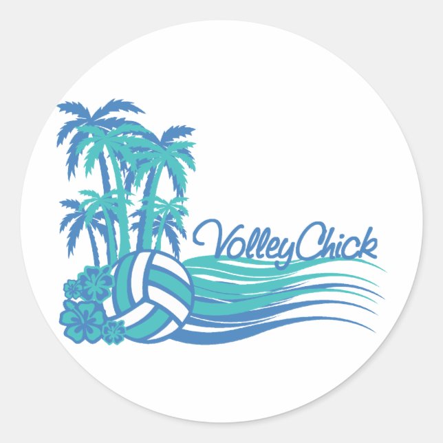 VolleyChickWaver Classic Round Sticker (Front)