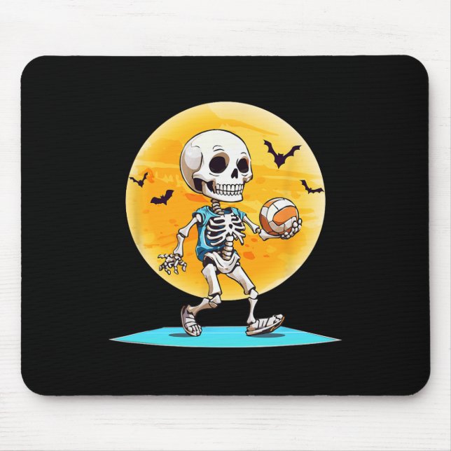 Volleyll Skeleton Scary Volleyll Player Halloween  Mouse Pad (Front)