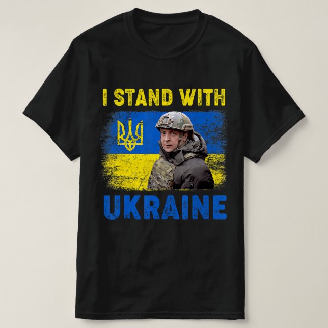 Volodymyr Zelensky I Stand With Ukraine Ukrainian  T-Shirt (Design Front)