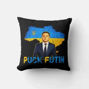 Volodymyr Zelensky Puck Futin Meme I Stand With Uk Cushion
