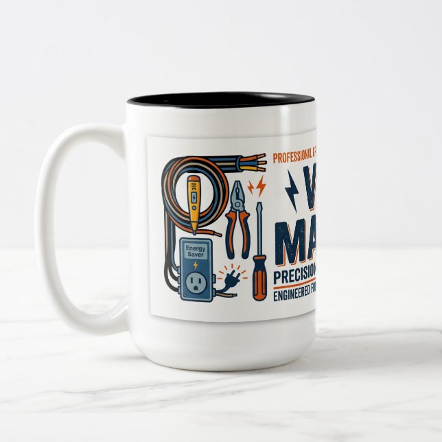 Volt Master Electricians Gift  Two-Tone Coffee Mug (Left)