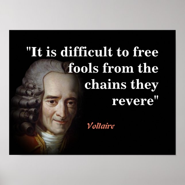 Voltaire Quote On Fools Poster (Front)