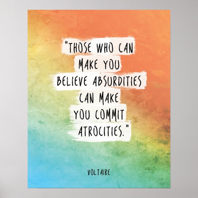 Voltaire Quote Poster Humanism Secularist (Front)