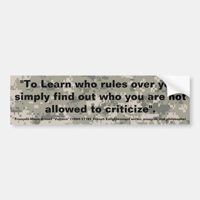VOLTARE To Learn who Rules Over you Bumper Sticker (Front)