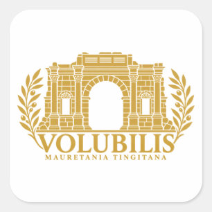 Volubilis Arch of Caracalla Roman Gold Emblem Square Sticker