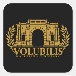 Volubilis Arch of Caracalla Roman Gold Emblem Square Sticker