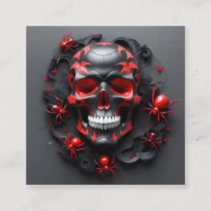 Volumetric style nature artwork skull and spiders square business card