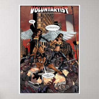 Voluntaryist versus Statist Zombies Poster - Warm