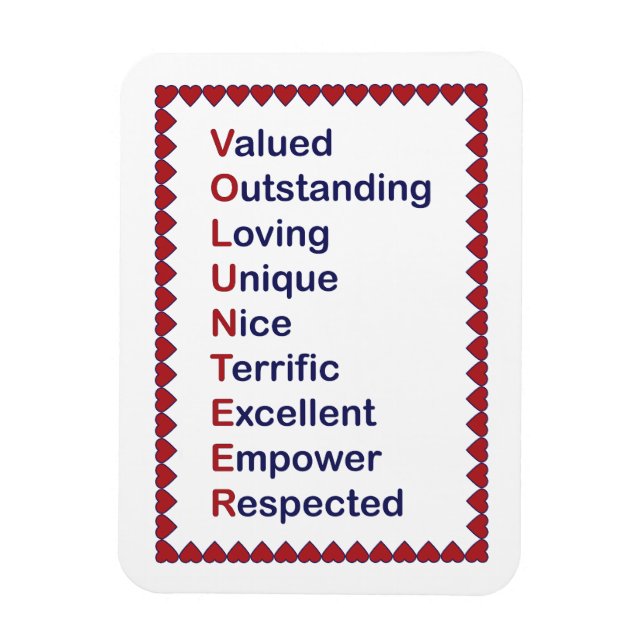 Volunteer Appreciation Thanks Hearts Red White  Magnet (Vertical)