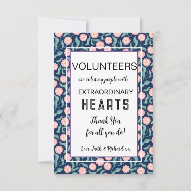 volunteer appreciation week floral pattern card (Front)