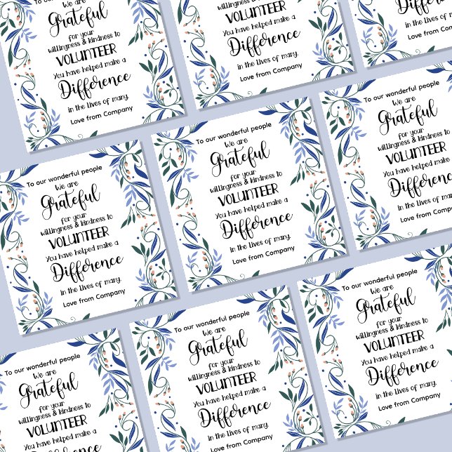 volunteer appreciation week pattern card square sticker (Creator Uploaded)