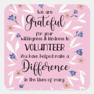 volunteer appreciation week pattern card square sticker