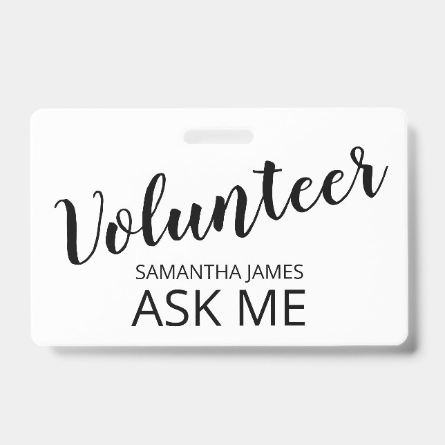 Volunteer Ask Me Name ID Badge (Front)